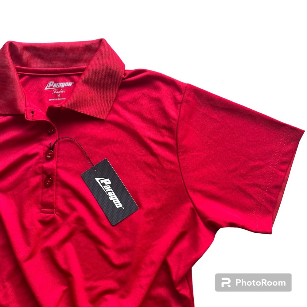 Paragon Ladies Size Medium Red/Pink‎ 100% Polyester Collared and Buttoned Polo